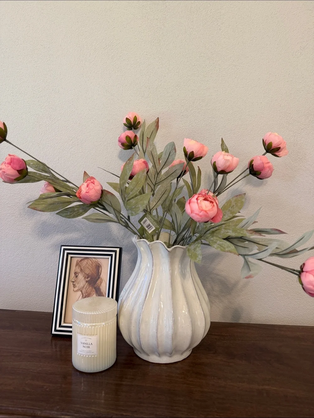 (4) NWT Dried Coral Peony Stems by Ashland